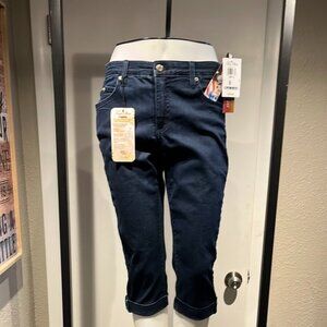 TRUE SLIM CAPRI JEWELED INDIGO BLUE JEAN SHORTS